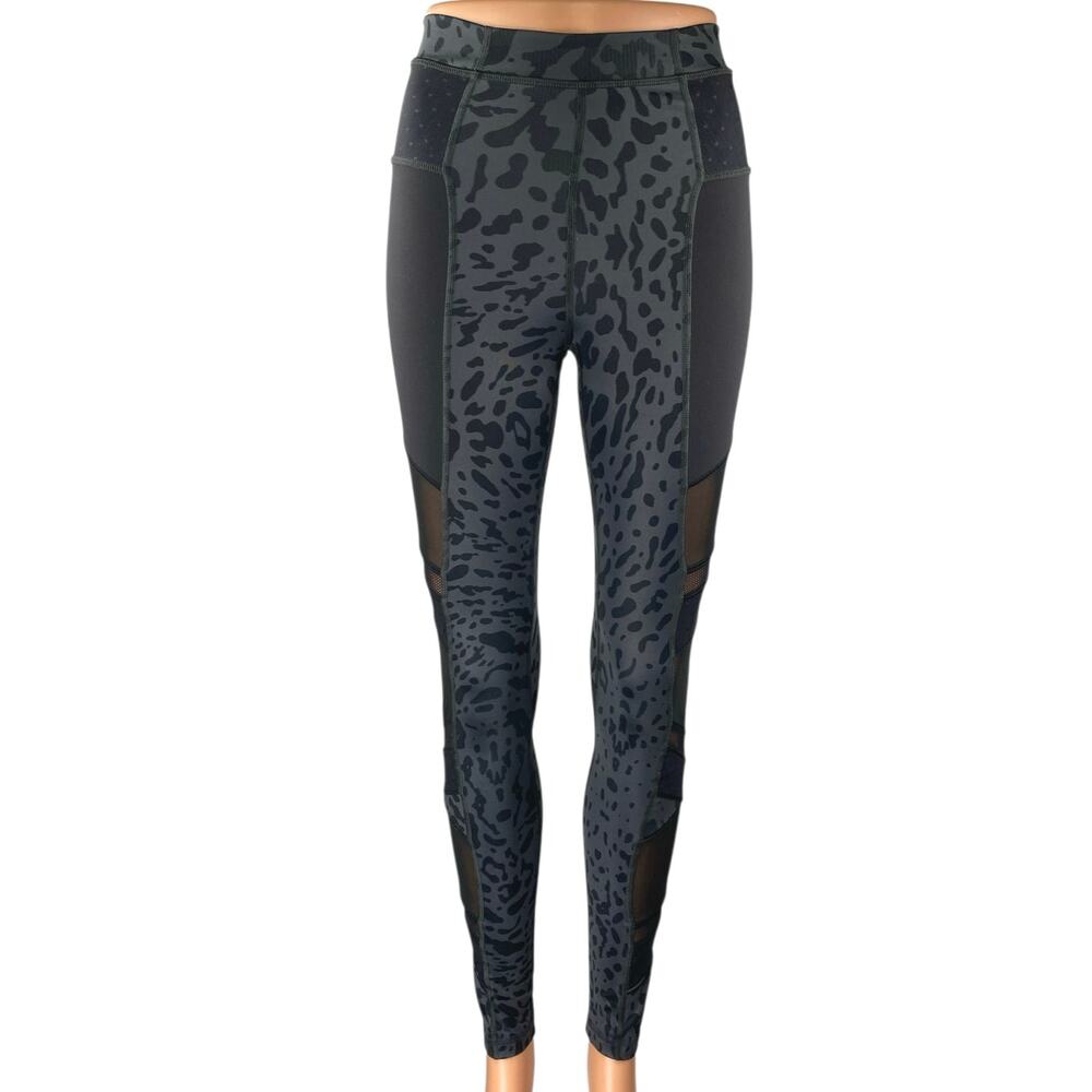 Lululemon Just Breathe Black Leopard Mesh Yoga Athletic Leggings Pants Size 4